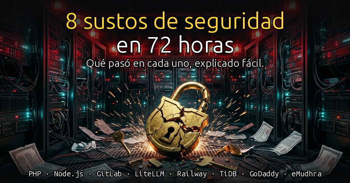 🚨 8 sustos de seguridad en 72 horas: qué pasó en cada uno, explicado para cualquiera 
<span class="bsf-rt-reading-time"><span class="bsf-rt-display-label" prefix="Tiempo de Lectura"></span> <span class="bsf-rt-display-time" reading_time="7"></span> <span class="bsf-rt-display-postfix" postfix="minutos"></span></span>
